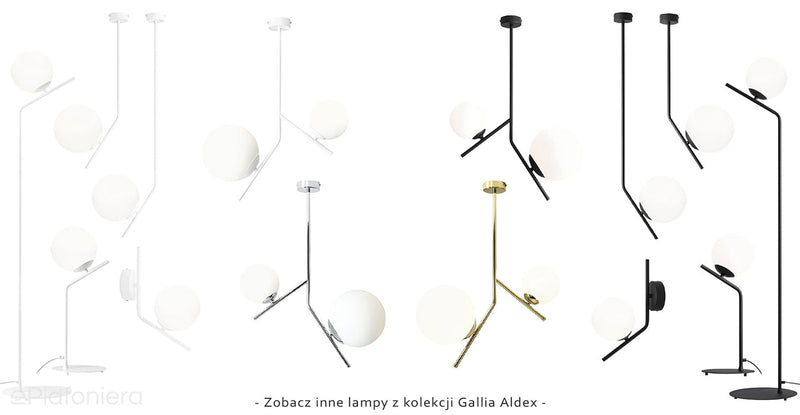 Світильник стельовий, чорний, дві молочні кулі 14см/20см (E14/E27) Aldex (Gallia) 1095PL-H1