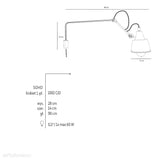 Настінний світильник регульований - настінний білий 90см (1xE27) Aldex (soho) 1002C/D