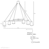 Чорний стельовий світильник - індастріал - лофт, горизонтальна люстра 6xE27, Aldex (Arte) 1008K1