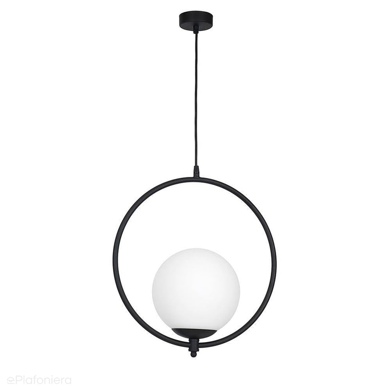 Mleczna kula - ring (1xE27) - czarna lampa wisząca, Aldex (Luna) 1011G1 - ePlafoniera