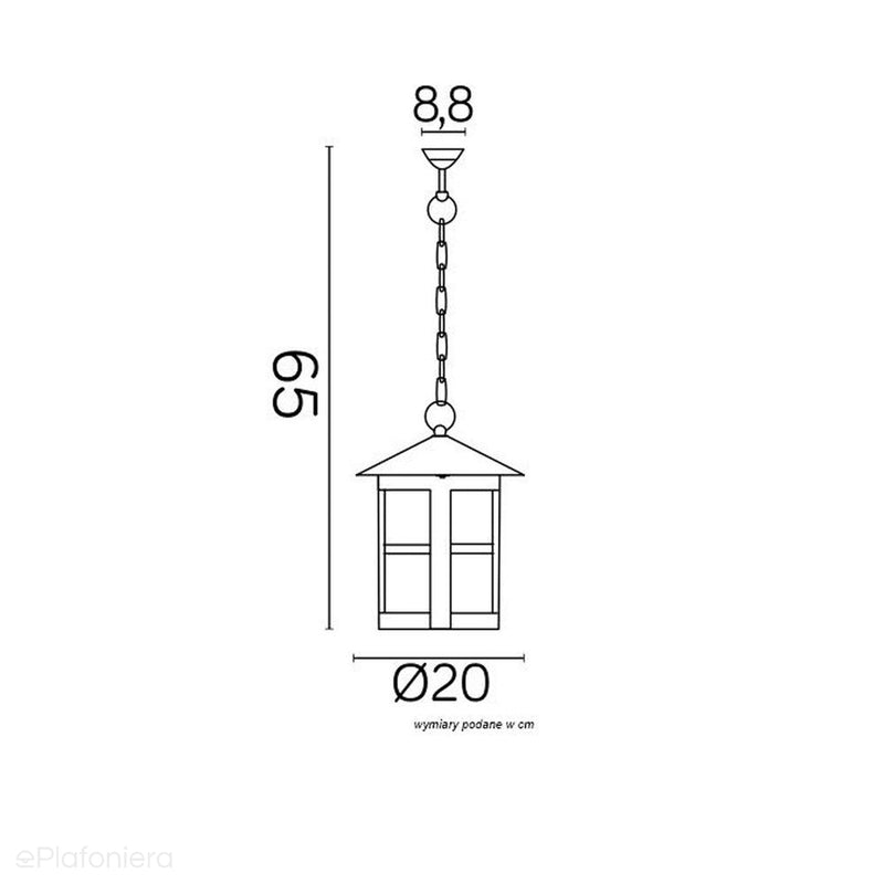 Ліхтар садовий, чорний вуличний (1x E27 підвісний світильник) SU-MA (Cordoba)