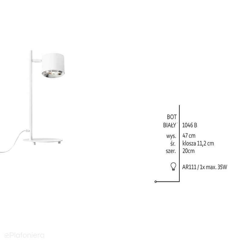 Біла настільна лампа Bot - Aldex, точкова (регульована, регульована 1xAR111) 1046B