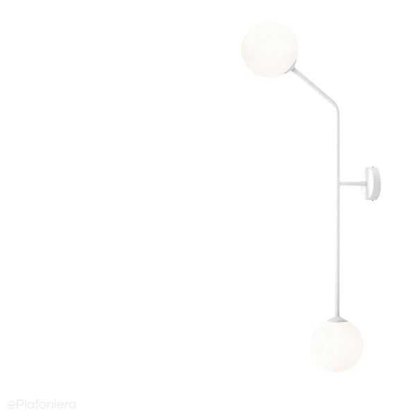 Світильник для вітальні білий, молочні кулі на трубі (настінний вертикальний 2хЕ14) Aldex (Pure) 1064D2