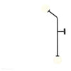 Світильник для вітальні чорний, молочні кулі на трубі (настінний вертикальний 2xE14) Aldex (Pure) 1064D1/2