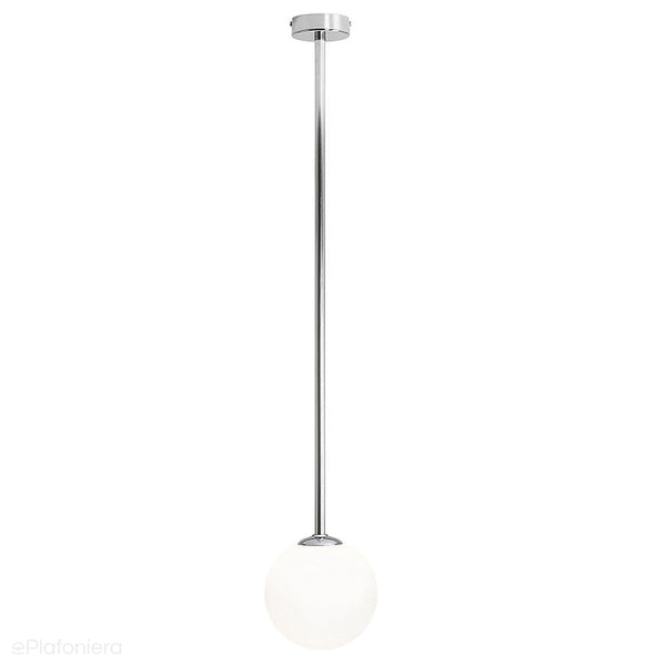 Світильник стельовий 92см - трубка хром, одна куля молочного кольору 14см (E14) Aldex (Pinne) 1080PL-G4L
