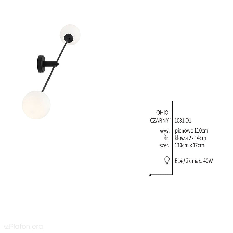 Настінний світильник модерн, настінний, молочні кулі 2х14см (E14) Aldex (Огайо) 1081D1