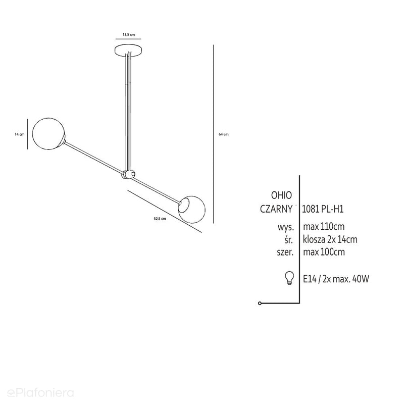 Сучасний регульований підвісний світильник, молочні кулі 2x14см (E14) Aldex (Ohio) 1081PL-H1