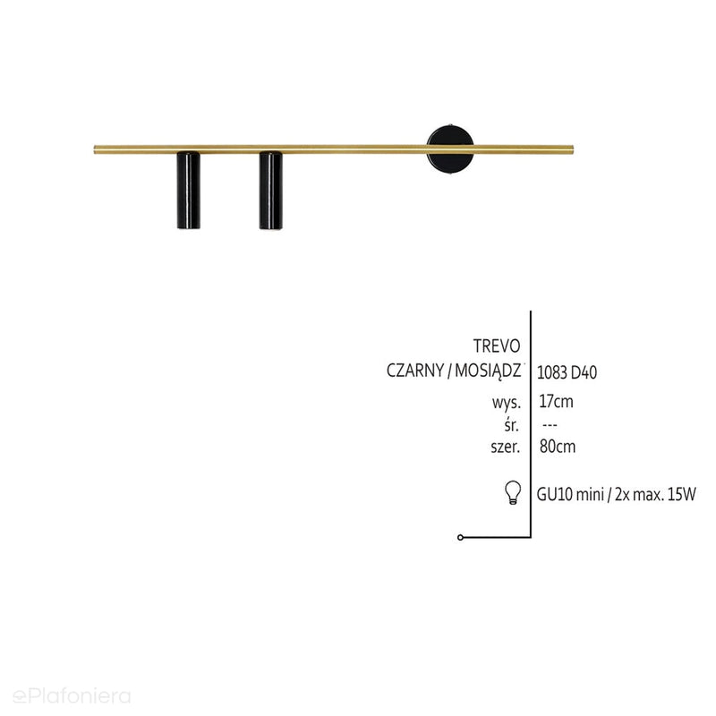 Латунь - настінний світильник для спальні вітальні (2xGU10-mini) Aldex (Trevo) 1083D40