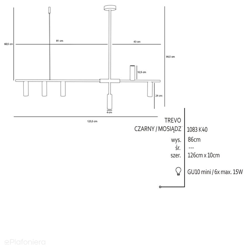 Світильник латунний - підвісний для спальні вітальні (6xGU10-mini) Aldex (Trevo) 1083K40
