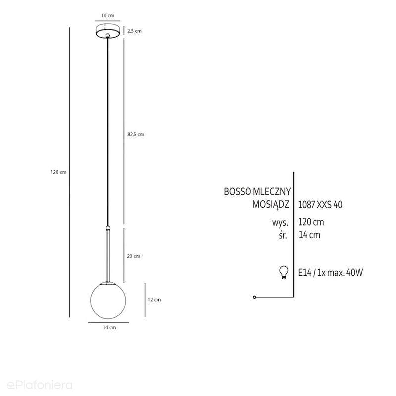 Латунний підвісний світильник Bosso Mini 14 Brass - Aldex (14см, E14) 1087XXS40