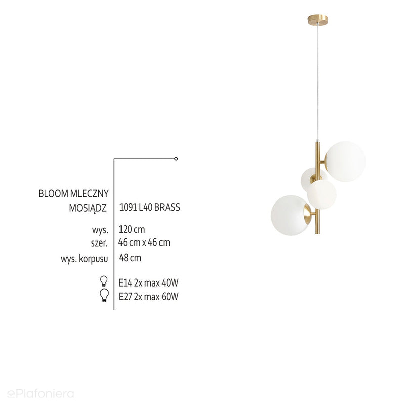 Підвісний світильник Bloom 4 Brass латунь - Aldex, 1091L40 (2xE14/2xE27)