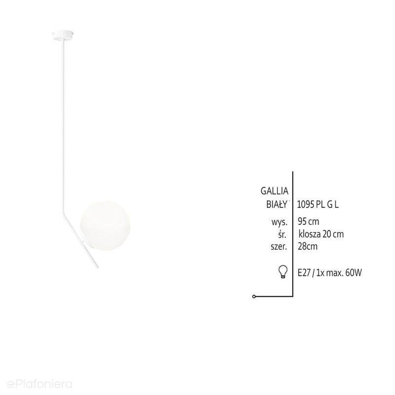 Стельовий світильник Gallia Long White, білий - Aldex, 1095PL-GL (E27, 95см)