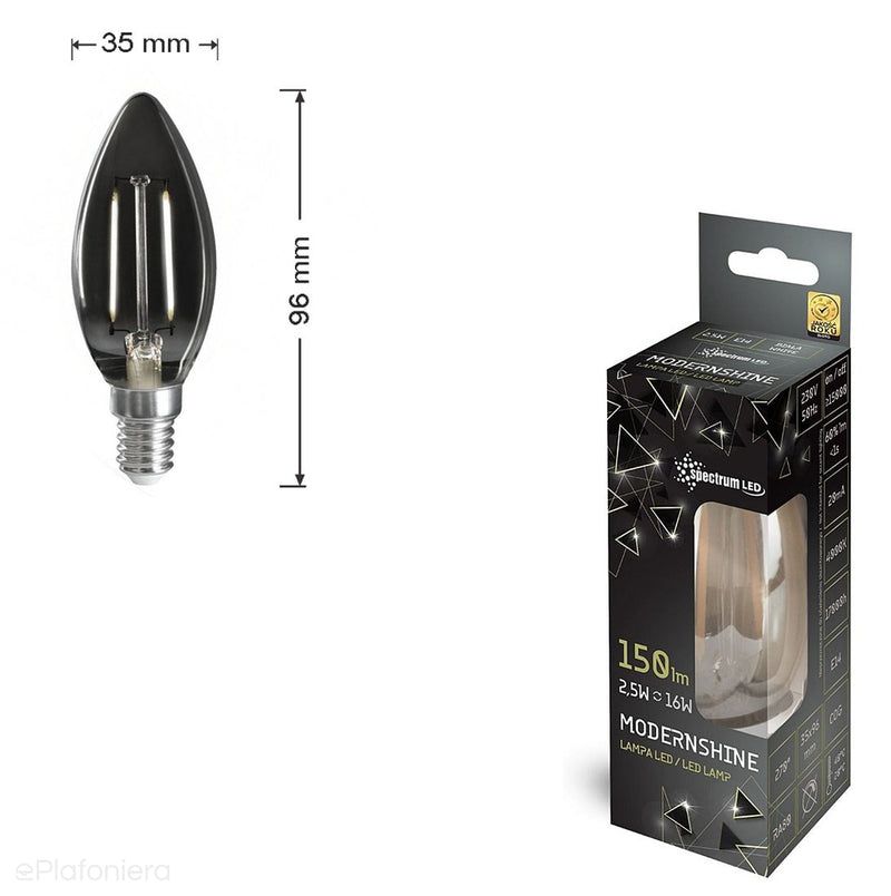 Димлена лампочка, LED E14 Filament (свічка 2.5W=16W) (150lm, 4000K) WOJLED1105