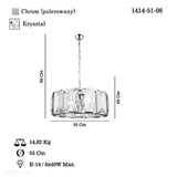 Підвісний кришталевий світильник, люстра для вітальні - Talisca, Lucea (55см, хром) 1414-51-06