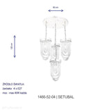 Romantyczny żyrandol - lampa szklane rurki na kole, 4xE27, Lucea 1466-52-04 SETUBAL - ePlafoniera