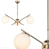 Золотий підвісний світильник зі скляними плафонами для вітальні, спальні, кухні (3xE27) 1566-80-03 PETOS