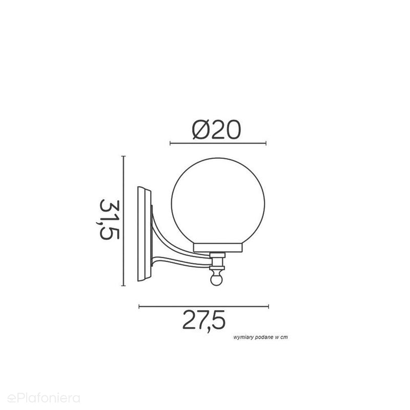 Настінний садовий світильник - настінний, короткий корпус (куля 20/25см, 1x E27) SU-MA (класичні кулі)