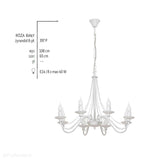 Biała lampa wisząca - świecznik, żyrandol 8xE14, Aldex (Róża) 397P - ePlafoniera