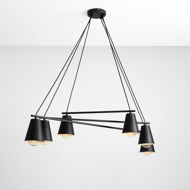 Чорний стельовий світильник - індастріал - лофт, горизонтальна люстра 6xE27, Aldex (Arte) 1008K1