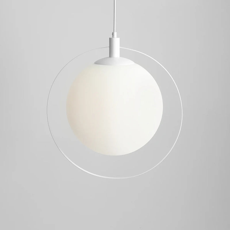 Світильник одинарний підвісний - молочна куля, (біла рамка) 1xE27, Aldex (Aura)1049G