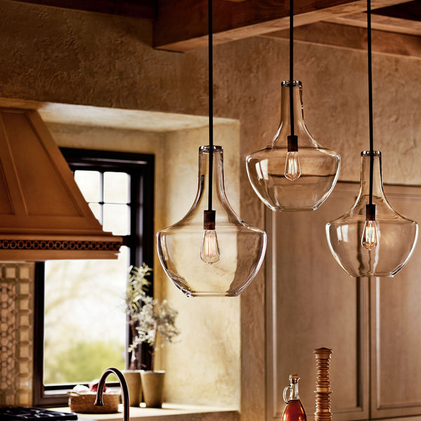 Підвісний світильник Modern Everly, скло 35см (стара бронза) для кухні, вітальні, ресторану - Kichler
