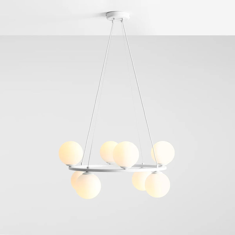 Біла люстра - Krone, підвісна лампа, білі кулі - Aldex 8x14см (E14) 1085P
