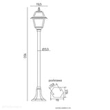 Чорний ліхтар - Вітраж, стоячий світильник 80/110/160 см відкритий сад (1x E27) SU-MA