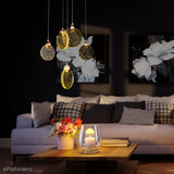 Гарний скляний світильник - золото підвісний для вітальні (5 LED ламп) Lucea 52009-01-P05-FG OTINA