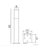 Квадратний стовп 48/69 см - зовнішній садовий світильник (чорний/сталь) (1x E27) SU-MA (Інокс)