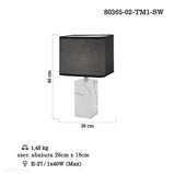 Лампа приліжкова - білий мармур (40см) Lucea 80365-02-TM1-SW VERDE