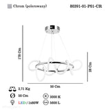 Сучасний світлодіодний підвісний світильник для вітальні (хром 30см) Lucea 80391-04-P01-CR PARADAS