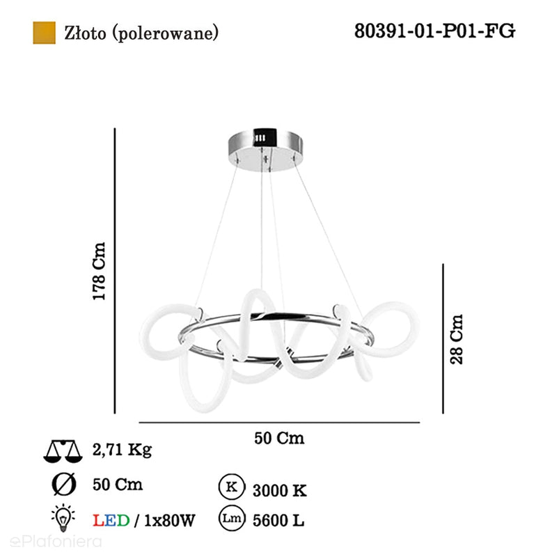 Сучасний світлодіодний підвісний світильник для вітальні (золотий 30см) Lucea 80391-04-P01-FG PARADAS