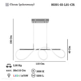 Сучасний світлодіодний підвісний світильник для вітальні (хром 110см) Lucea 80391-03-L01-CR PARADAS