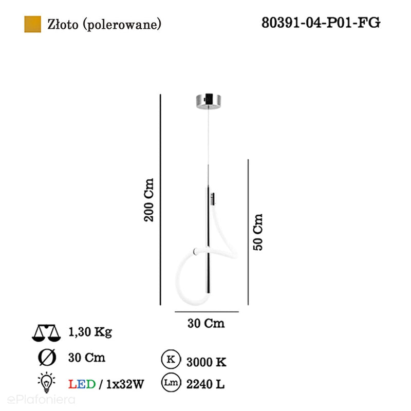 Сучасний світлодіодний підвісний світильник для вітальні (золотий 50см) Lucea 80391-01-P01-FG PARADAS