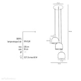 Чорний промисловий, вінтажний підвісний світильник для вітальні (люстра на колесі 3xE27) Aldex (берилій) 976E1/R