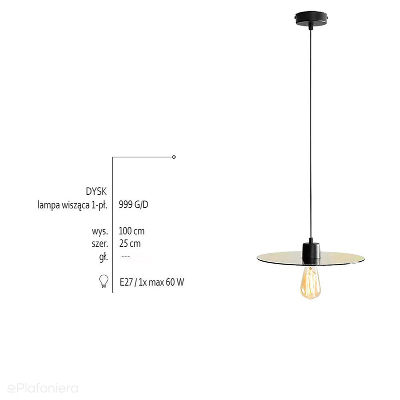 Lampa wisząca pojedyncza (25cm) 1xE27, Aldex (dysk) 999G/D - ePlafoniera