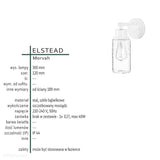 Латунь, скляний настінний світильник для ванної Morvah (матова латунь + пухирчасте скло) - Elstead (1xE27)