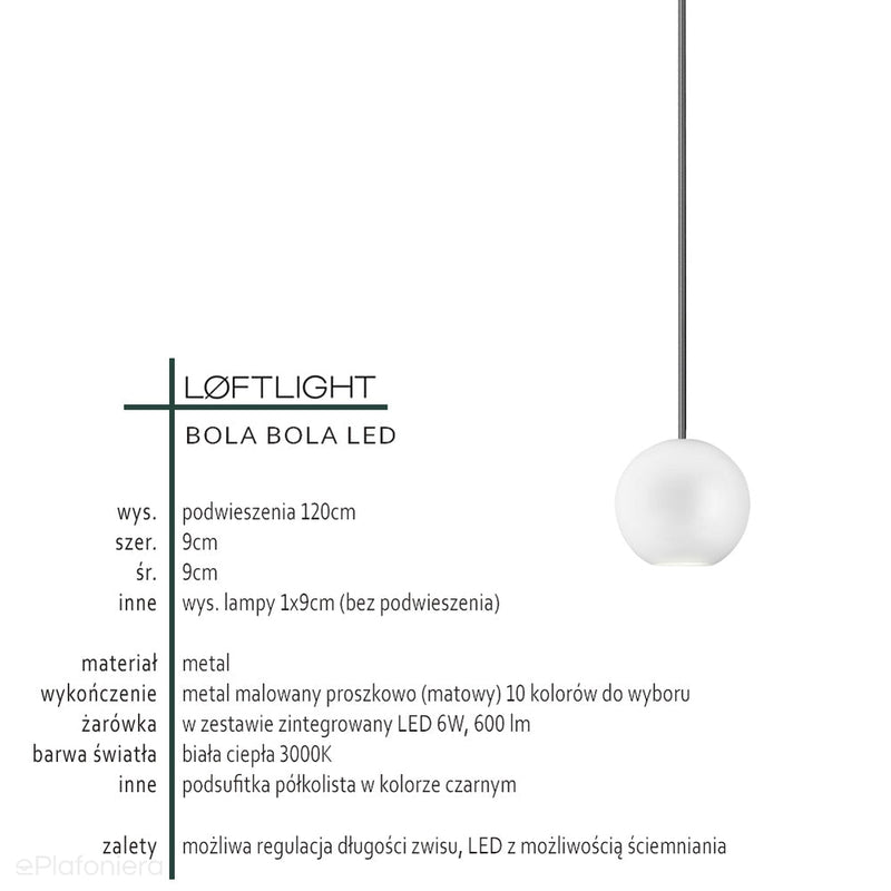 Сучасний підвісний світильник 1 куля (кольори Pantone) Bola Bola LED Loftlight