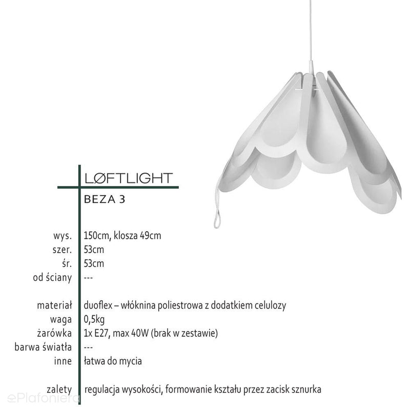 Сучасний білий підвісний світильник - дуофлекс, для вітальні, спальні (1xE27) (Беза 3) Лофтлайт