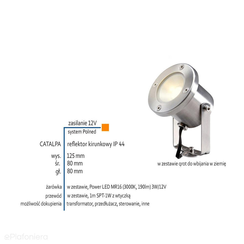 Прожектор спрямований зовнішній садовий світильник IP 44 (3W, 3000K) (12V LED система) Catalpa