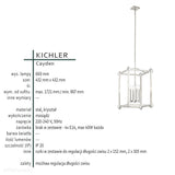 Латунь підвісний світильник - клітка 43х43см для вітальні, кухні, спальні (4xE14) Kichler (Cayden)