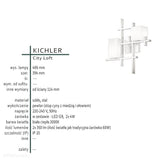 Олово, скло 40х40см, світильник сучасний, бра для вітальні, спальні, кухні (2xG9) Kichler (City)
