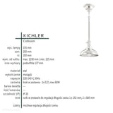 Світильник промисловий підвісний 20см (латунь) для кухні, вітальні, кафе (1xE27) Kichler (Cobson)