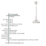 Світильник промисловий підвісний 20см (нікель) для кухні, вітальні, кафе (1xE27) Kichler (Cobson)