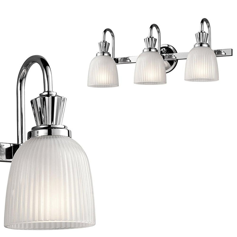 Настінний світильник хромований - 3 лампи (61х24см), для ванної, вітальні, спальні (G9 3х4W) Kichler (Cora)