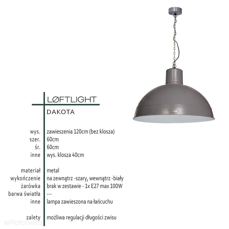 Індустріальний лофт підвісний світильник для кухні вітальні метал Dakota 60см Loftlight 