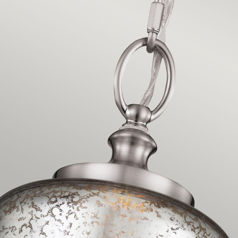 Скляний підвісний світильник Hounslow зі склом, гравованим ртуттю - Feiss (матова сталь, 16,5 см, 1xE27)