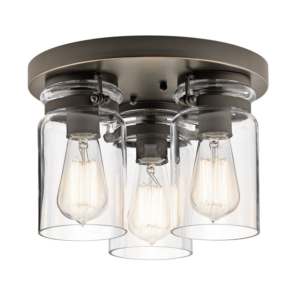 Стельовий світильник зі скляним плафоном (стара бронза), стельовий світильник для кухні, вітальні, 1xE27, Kichler (Brinley)