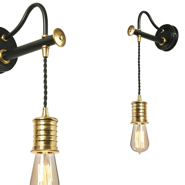 Настінний світильник - підвісна лампочка (латунь, чорний 1xE27) настінний світильник для вітальні спальні Elstead (Douille)