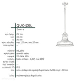 Промисловий підвісний світильник Emery з імперським сріблом - Quoizel, 35 см, 1xE27
